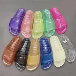 12 colori Transparent Diamond Sole Transparent Women Designer Designer Sandalo Clede Slides Scapelli Summer Beach Shoes Platform Slip on Slider With Box 2024