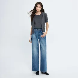 High -End -Theke American Jeans Damen Frühling Neue hohe Taille lose schlanke Weitbeinhosen