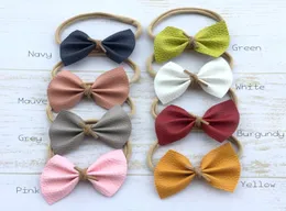 Faux Leather Baby Bow Bow Nylon Hair Band для Babys Один размер подходит больше 24pclot4982894