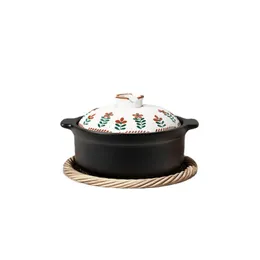 Large Mouth Ceramic Casserole - Gas Stove and Open Flame Resistant, Non-Cracking, Ideal for Stewing and Cooking Soup
