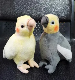 Mini Größe lebensechter grauer Cockatiel Plüschspielzeug echtes Leben weiche gelbe Papagei Vögel Stofftiere Spielzeugpuppen Geschenke für Kinder LJ2011265705926