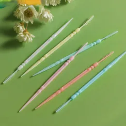 200 st/set Soft Soft Plastic Double-Head Brushed Toothpick Oral Care 6.2 cm varm försäljning Dental Floss Bättre tänder Oral Hygiene Tool