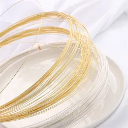 1m 14K Gold/Silver Plated Copper Flexible Metal Beading Wire Semi-Hard Copper Wire for Earing Bracelet Pendant Jewelry Accessory