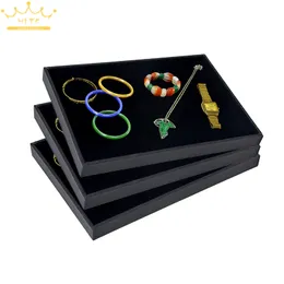 Jewellry Display Bandejas de colar de anel de bandeja Organizador mostrando preto Múltiplas cães de joalheria Placa de pulseira Caixa de armazenamento 35*24cm