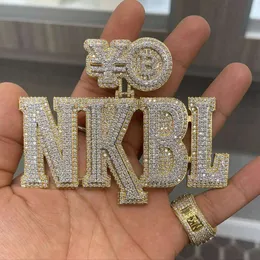 Vendita calda personalizzare il nome della lettera 3D Sier o Gold Iced Out Pendant VVS Coissanite Hip Hop Collana per regalo