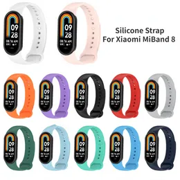 Cinta de silicone para Xiaomi Miband 8 Acessórios para bandas de relógio inteligente Pulseira de substituição esportiva para mi banda 8 pulseira macia