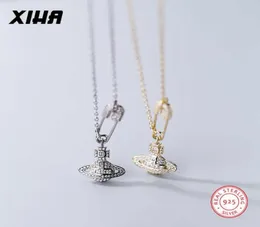 XIHA Genuine 925 Sterling Silver Star Safety Pin Pendant Necklace Women Cubic Zirconia Choker Necklaces S925 Jewelry 2106218368780
