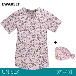 uniforme sanitaria donna strofina uniformi mediche a maniche corte slice fit unicorn printing spa vet dottor uniforme chirurgica per donna