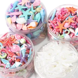 30g Random Mixed Plastic Acrylic Sea-life Starfish Sea Horse Conch Shapes Beads Charms for DIY Jewelry Craft Making
