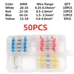 50 PCs Soldde Terminais Kit Solda Seal conectores de fios de foco térmico Connectores de butt de solda conectores automotivos isolados marinhos isolados