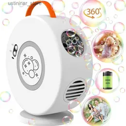 Sand Play Water Fun Bubble Machine Spielzeug automatisch Bubble Blower BEAMMENTE LEITER 360 Rotatable Electric Portable Outdoor Hochzeitsfeier für Kinder Geschenk L47