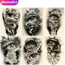 Momoart Diamond Målning 5D Eye Black White Mosaic Diamond Embroidery Portrait Rose Picture Cross Stitch Kits Pärlor Heminredning