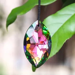 50MM Colorful Rainbow Horse Eye Rugby-shape Crystal Faceted Prism Flower Glass Charm Curtain Suncatcher Chandelier Hanging Decor