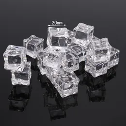 16Pcs Fake Ice Cubes Reusable Artificial Clear Acrylic Crystal Cubes Whisky Drinks Display Photography Props Wedding Party Decor