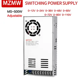 MZMW MS500 Anahtarlama Güç Kaynağı 500W 5V 12V 24V 36V 48V 60V 72V 80V 110V Ayarlanabilir Voltaj Tek Çıkış MS-500-24 MS-500-48