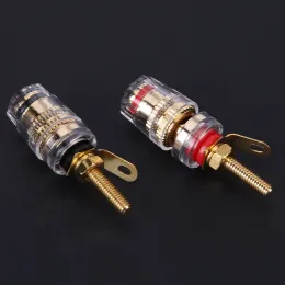 2/4/6pcs Brass 4mm Gold Plated Lower Amplifier Terminal Bindining Post Banana Banana Plug Jack Connector Longo Adaptador de rosca