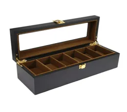 6 Plaid Wooden Watch Box Wyświetlacz do przechowywania pudełka biżuterii Wyświetlacz Watch290D2865007