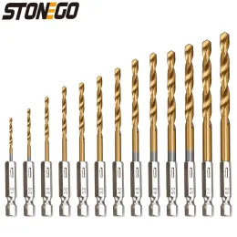 Stonego Titanium 코팅 된 고속 강철 드릴 비트 세트 -13pcs, 16 진수, 1.5mm -6.5mm, 목재, 플라스틱 및 알루미늄