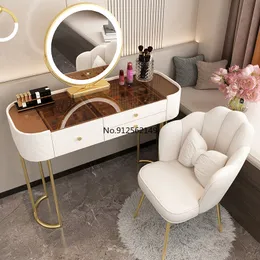 2022 Modern Modern Luxury Glass Combas Advanced Slate Dressing Table Bedroom Advanced Internet Celebrity Ins Small Makeup Tables