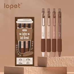 Lopet Kawaii 4pcs/conjunto de papes de caneta gel super macia cobertura de bainha 0,5 mm preta negra caneta escrita Escola de escritório Quick seco