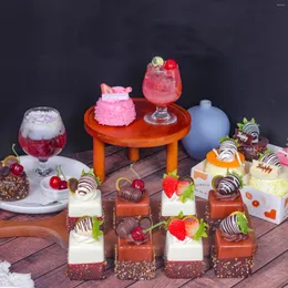 Decorative Flowers 1Pcs Simulation Of Chocolate Cake Model Gourmet Dessert Artificial Set Pography Props Rrefrigerator.