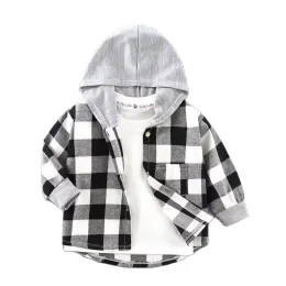 Nuovi bambini con cappuccio Shir a quadri per bambini per bambini Big Autumn Big Bilds Abbigliamento Long Classic Child Childre