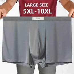 Underpants Herren Eis Silber Dünne atmungsaktive junge junge und ältere Boxer 6xl/10xl Lose hohe taillierte Flachwinkel-Trackless Lose Herren Unterwäsche C240411