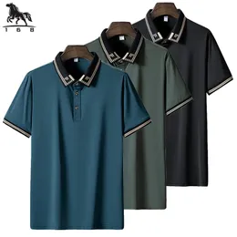 Camisa Polo Men 6xl 7xl 8xl verão de alta qualidade masculina camisa de pólo de mangas curtas de seda de seda de seda