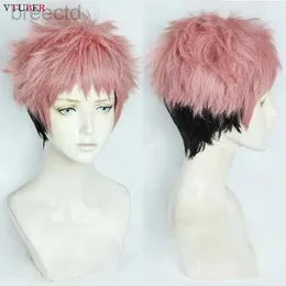 Аниме костюмы Yuji Itadori Cosplay Wig Jujutsu kaisen парики розовый апельсиновый градиент черный короткий теплостойкий синтетические волосы аниме -парики + парики парики 240411