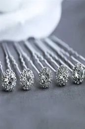 10pcs Fashion Wedding Bridal Pearl Flower Clear Crystal Rhinestone Hair Pins Clips Clips Damas de cabelo Acessórios para cabelos de jóias H09823751