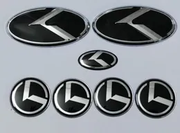 7pcs New Black K Logo Badge Emblem for Kia New Forte K3 2014 2015car emblems3d sticker3723438