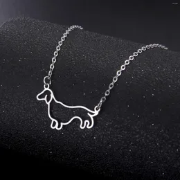 Pendant Necklaces COOLTIME Cute Dachshund Dog Necklace For Women Stainless Steel Sausage Chain Choker Fashion Jewelry Birthday Gift