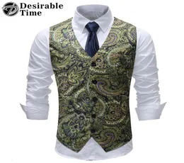 2019 Paisley Vest Men Fashion Flower Print Dress for Men Weistcoat Mens Wedding Sets Big M5xl4277039