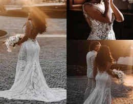 V Mermaid Wedding Dresses a Vern Lace 2022 illusione in rilievo in rilievo in rilievo Beach Boho da sposa Boho da sposa BC128886927053