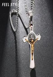 Anhänger Halsketten inri Jesus Kreuz Anhänger Edelstahl Exorzismus St. Benedikt Kruzifix Halskette für Männer Schmuck23402467633