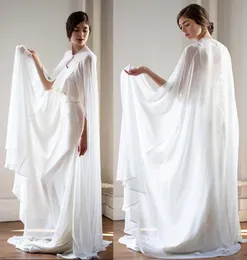 حفل زفاف جديد Bolero Long Wraps Ivory White Summer Summer Cape Chiffon Cheap Cloaks Bridal Gedding Party Shawls Custom Made JA8603169