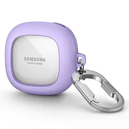 Samsung Galaxy Buds 용 Carabiner와 함께 슬림하고 세련된 투명한 하드 PC 충격 방지 TPU 케이스 커버 2 Pro Buds Live