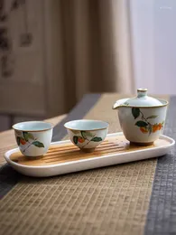 SET TEFE ATTUATO TEAPOT CINESE E CAPPA SET RU VERARE VERATTO CERAMICO PORTATIVO Giappone 1 Pento 2 tazze Regali quotidiani per gli amici