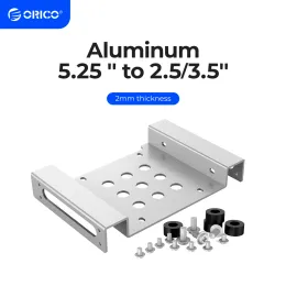 Adaptrar orico aluminium 5,25 tum till 2,5 eller 3,5 tum hårddisk enhetsmonteringspärr med skruvar hårddiskhållare för HDD SSD