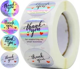 500st Rainbow Holo Tack klistermärken 4 Designs holografiska för att stödja mina småföretagens presentetiketter WRAP273S273W8327019