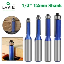 Lavie 1pc 12.7mm Shank 12mm Shank 고품질 밀링 커터 플러시 베어링 라우터 비트 세트 목공 H013016