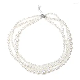 Kedjor y1ub elegant flerskikt imitation pärlhalsband för kvinnor vintage bröllop mode uttalande choker krage fest smycken gåva