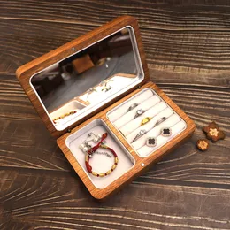 Custom Zebra Holz Holz Schmuckschatulle für Perlen Armband Halskette Ohrringe Armband Display Ständer Reise Organizer