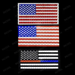 US -amerikanische Flagge Infrarot IR Reflektierende Patches Biker -Abzeichen Blue Line Tactical Military Emblem Große applizierte Aufkleberstreifen