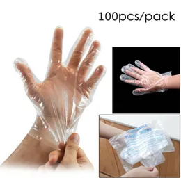 In Stock fast Ship 100pcs 50pairs Disposable Transparent Plastic Gloves Food Cleaning Catering Protective Hand Fast delive9164403