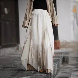 Skirts Johnature 2024 Woman Spring Original Chinese Style Niche Splicing Devise Casual Skirt Fashion Contrast Retro Vintage