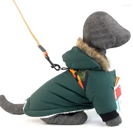 Abbigliamento per cani vestiti Cani riscaldati per l'animale per il parkas per autunno e inverno con gambe pelose con cappuccio con cappuccio di trazione corda di trazione