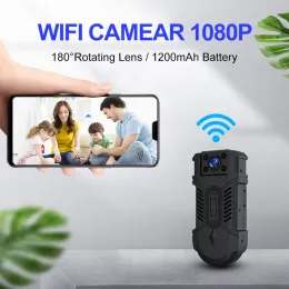 Kameralar Yeni 1080p HD Mini Kamera Kızılötesi Gece Görüşü Küçük Kamera Hareketi Çatısı Bodycam Polis Kamerası 180 ° Dönen Bisiklet Kamerası