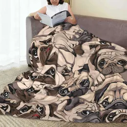 Cute Pug Dog Blanket Animal Bedding Flannel Throw Blanket Soft Cozy Plush Blanket for Couch Bed Sofa Travelling Camping,gifts