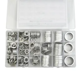 450pcs/set Oil Drain Plug Aluminum Washer Gasket Wear Resistant For Washing Machine With Plastic Box 1mm 1.5mm 2mm